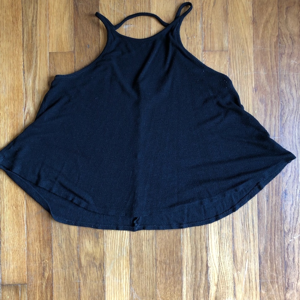 Black tank with keyhole cutout in back